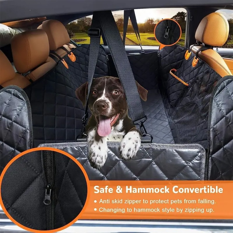 Premium Waterproof Dog Car Hammock with Mesh Window Side Zipper