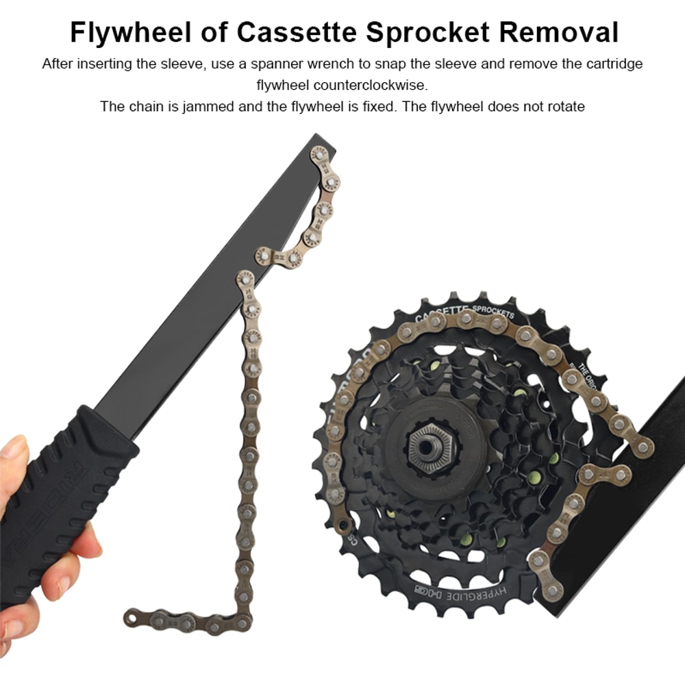 Heavy Duty Bike Cassette Removal Tool Kit With Chain Whip Flywheel Wrench 2
