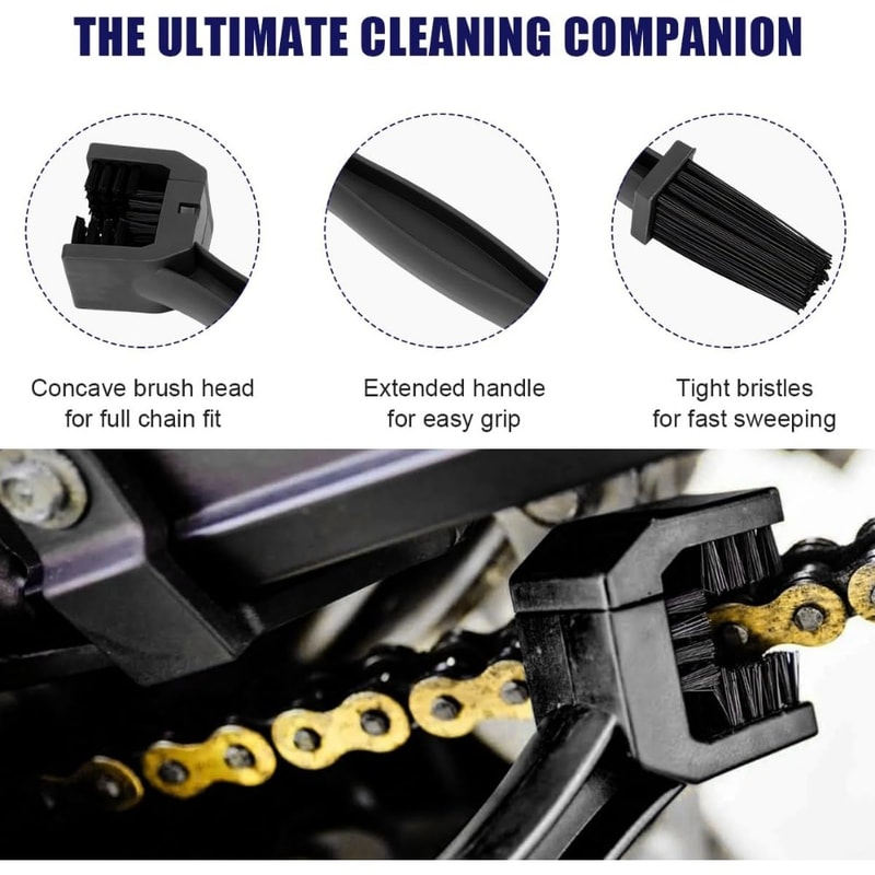 Premium Motorcycle Bicycle Chain Cleaner Brush Durable Scrubber Tool