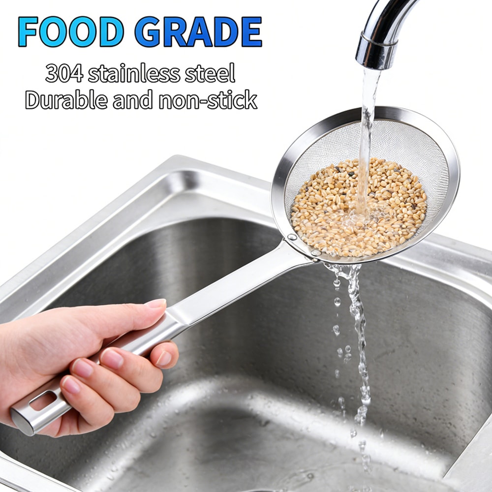 Stainless Steel Fat Skimmer Spoon Fine Mesh Grease Strainer For Hot Pot Soup Cooking 4
