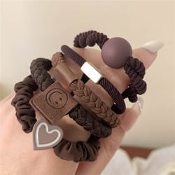 heart charm hair scrunchie set, no damage elastic hair ties for women girls ponytail holders