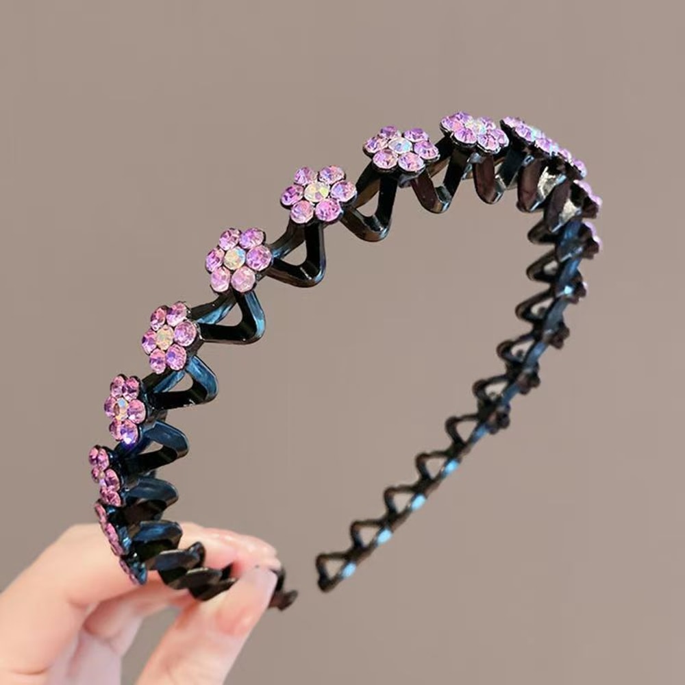 Elegant Rhinestone Headband Non Slip Hairband Sparkly Fashion Hair Hoop For Women 4