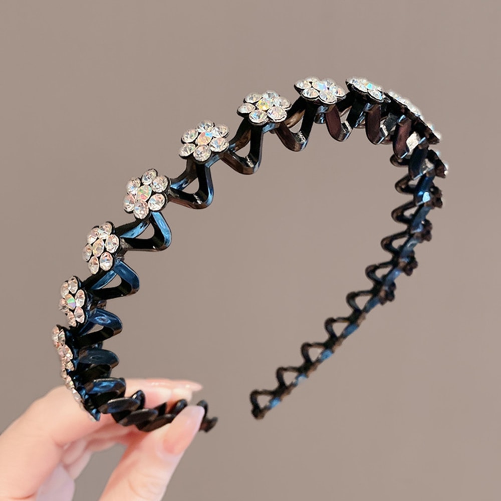 Elegant Rhinestone Headband Non Slip Hairband Sparkly Fashion Hair Hoop For Women 8