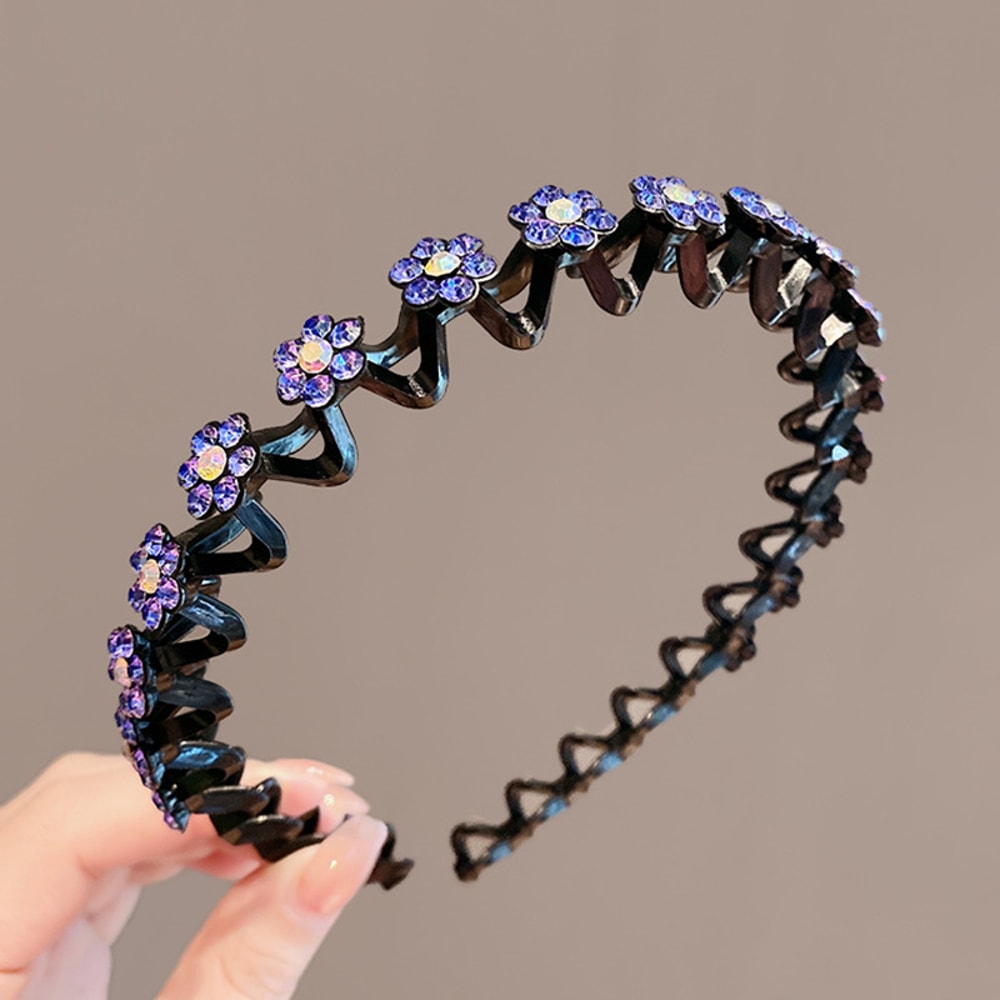 Elegant Rhinestone Headband Non Slip Hairband Sparkly Fashion Hair Hoop For Women 9