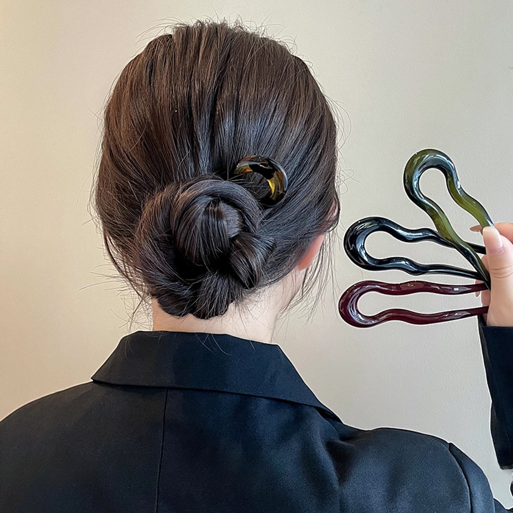 Elegant Tortoiseshell UShaped Hair Fork Acetate Hair Stick For Effortless Styling 1