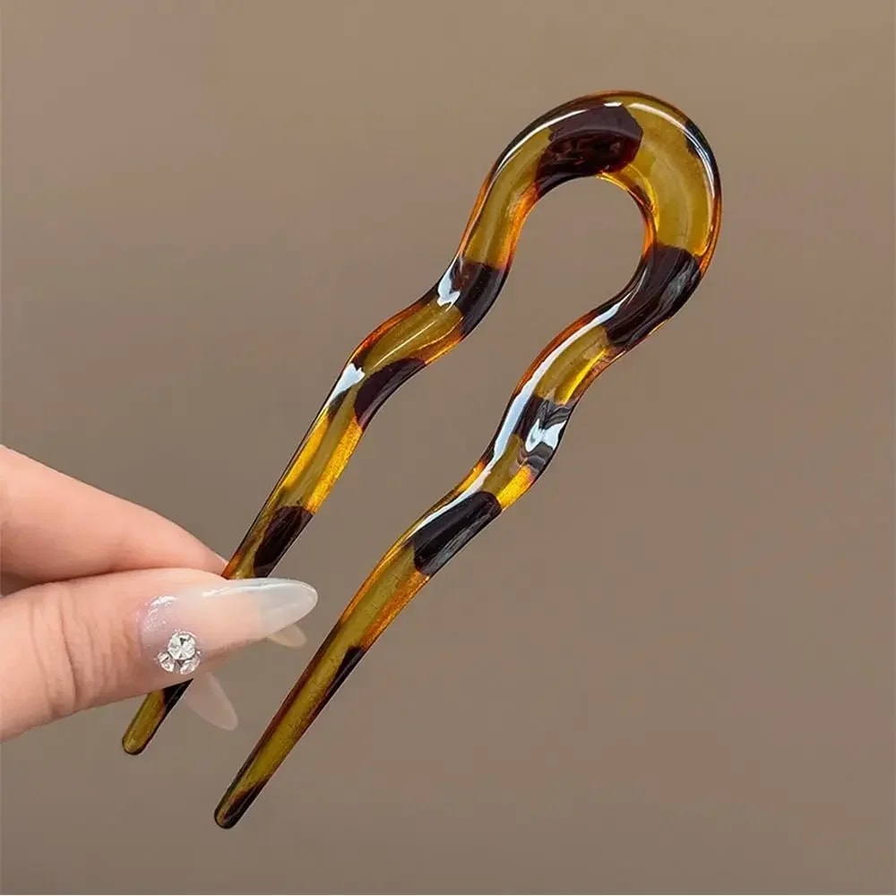 Elegant Tortoiseshell UShaped Hair Fork Acetate Hair Stick For Effortless Styling 7
