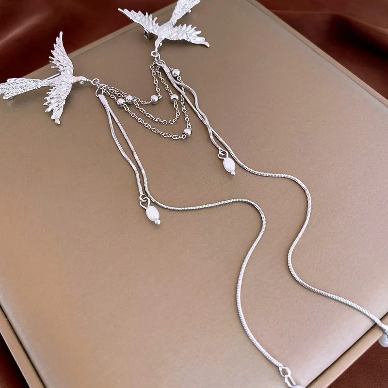 Elegant Fire Phoenix Brooch For Women Men Long Fringe Animal Corsage Pin 3