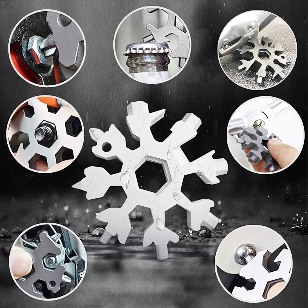 Snowflake Stainless Steel Multifunctional Tool Compact Outdoor Multi Tool Bottle Opener Keychain
