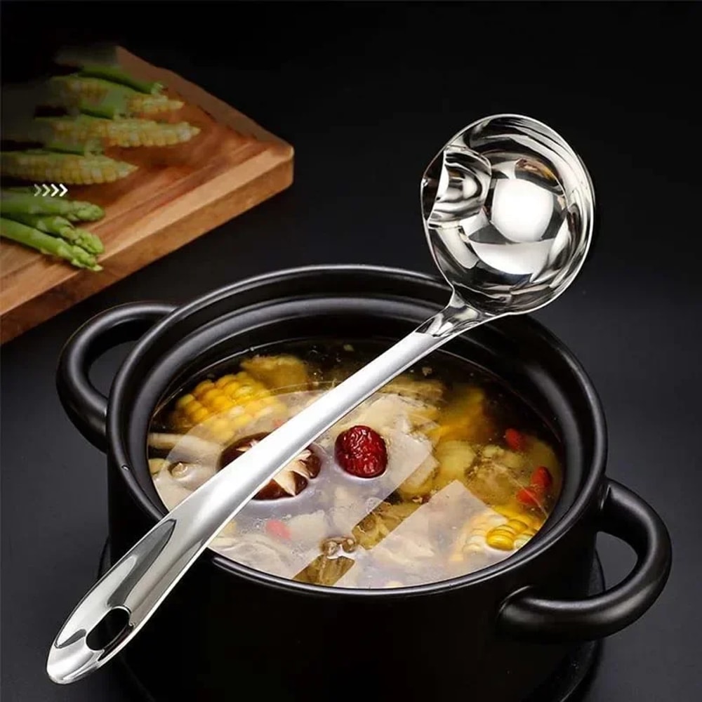 Premium Stainless Steel Soup Colander Oil Skimmer Spoon Kitchen Fat Separator 0