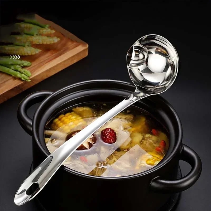 Premium Stainless Steel Soup Colander Oil Skimmer Spoon Kitchen Fat Separator 0