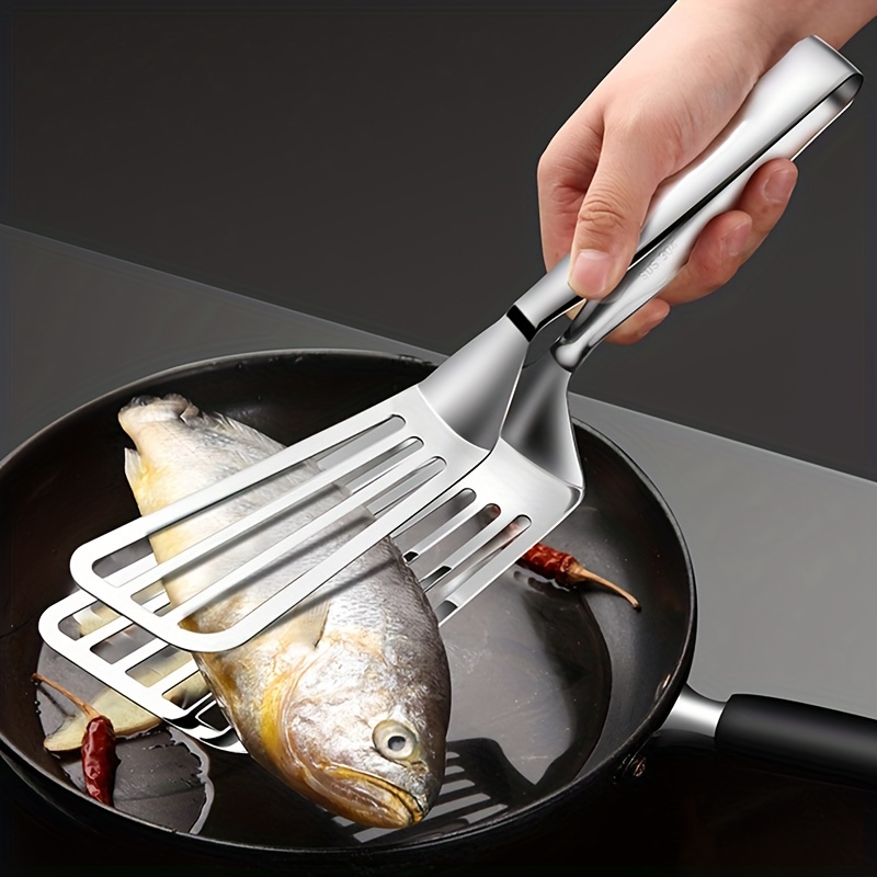 Premium Stainless Steel Grill Tongs Heat Resistant, Secure Grip for Steak Pan Cooking