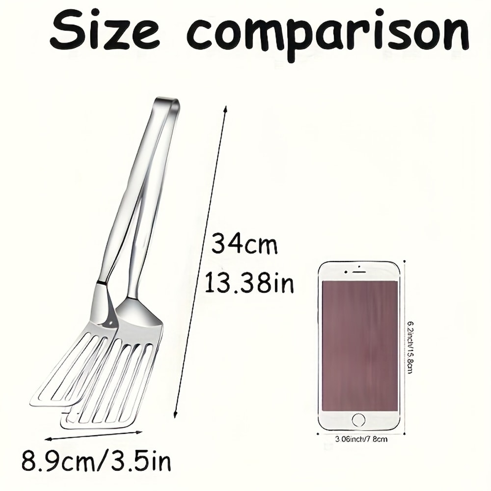 Premium Stainless Steel Grill Tongs Heat Resistant, Secure Grip for Steak Pan Cooking