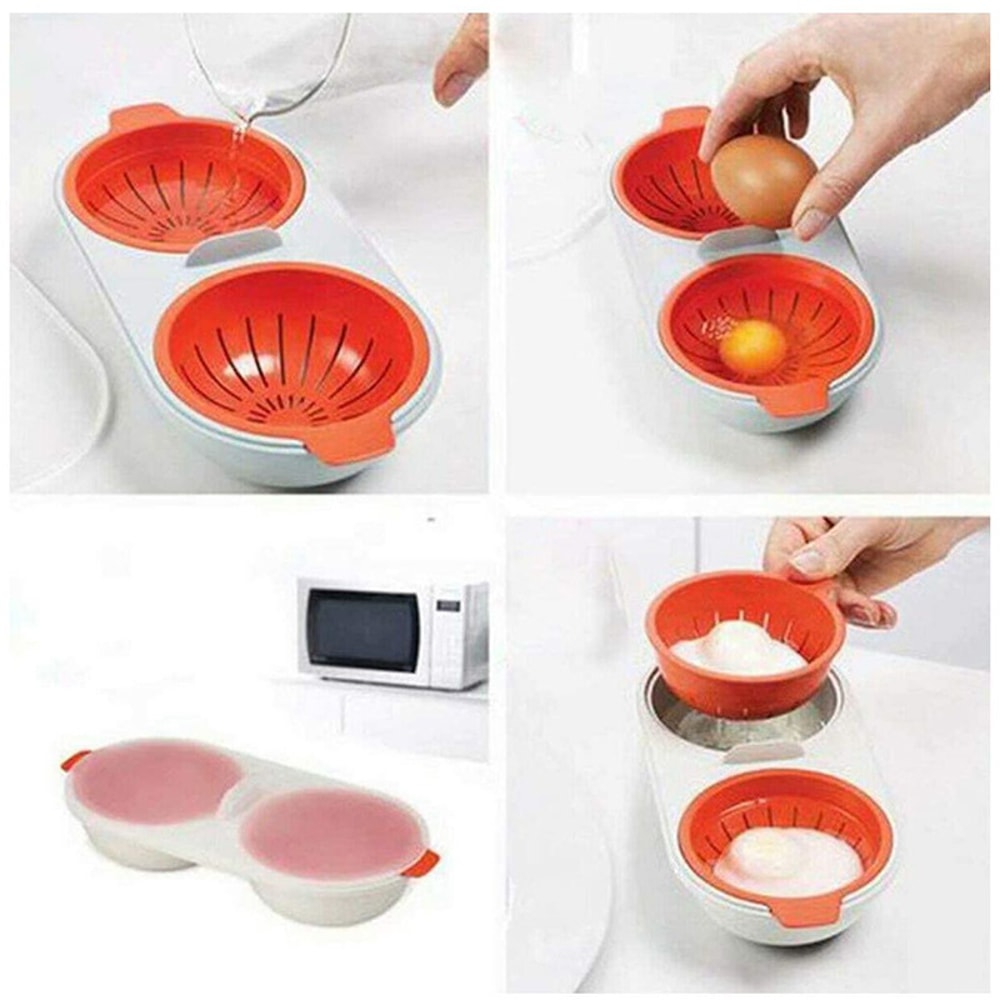 Microwave Egg Poacher Double Cup Fast Egg Cooker for Perfect Breakfasts