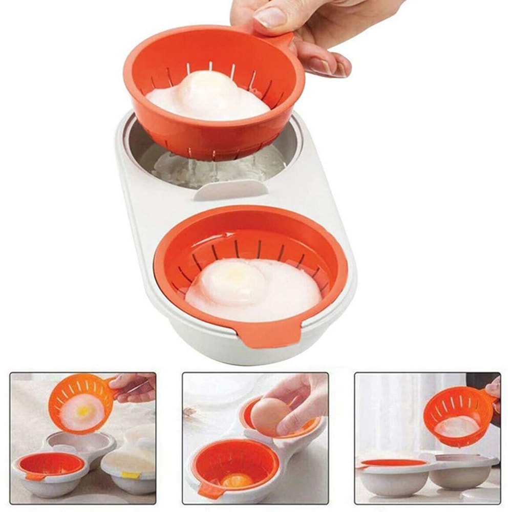 Microwave Egg Poacher Double Cup Fast Egg Cooker for Perfect Breakfasts