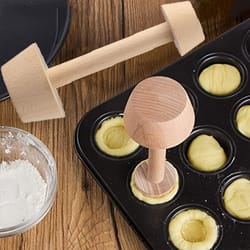 premium dual-end wooden egg tart pastry mold rolling pin set