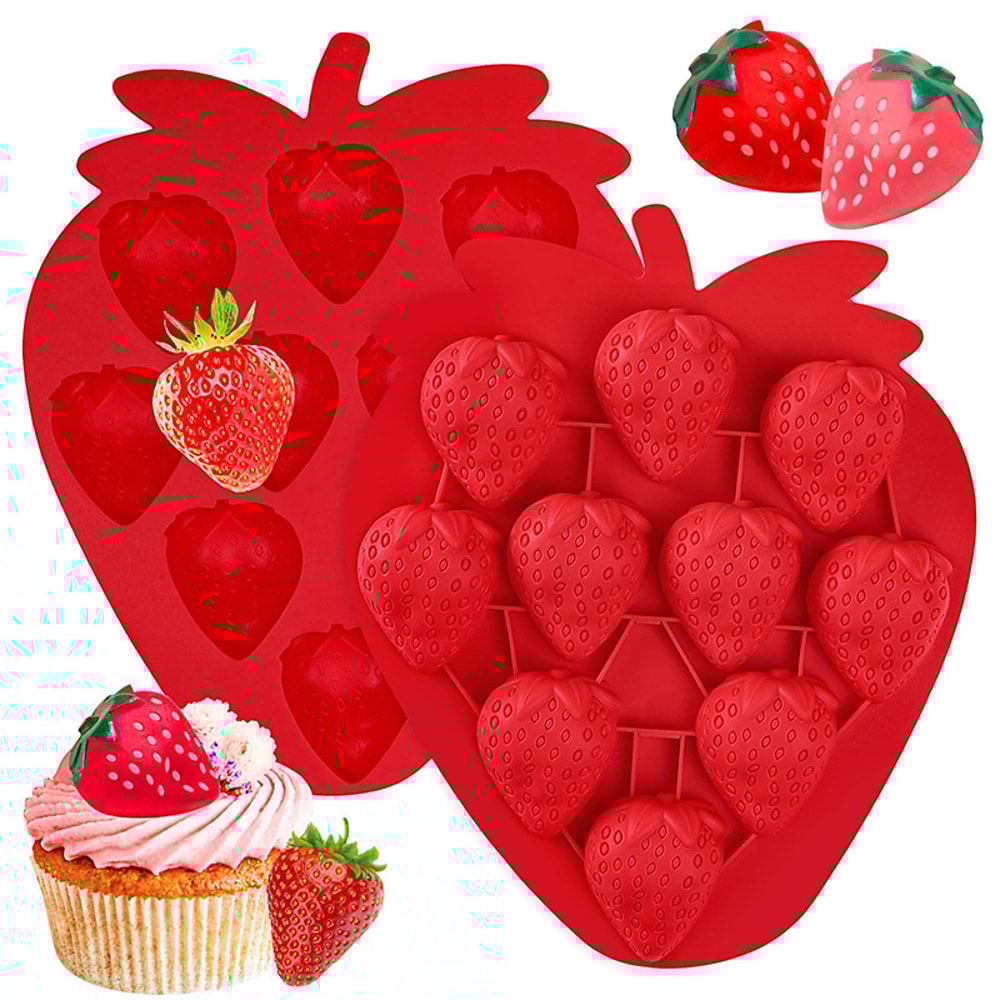 Strawberry Silicone Mold Cute Fruit Ice Cube Tray for Chocolate Candy Baking and Crafts
