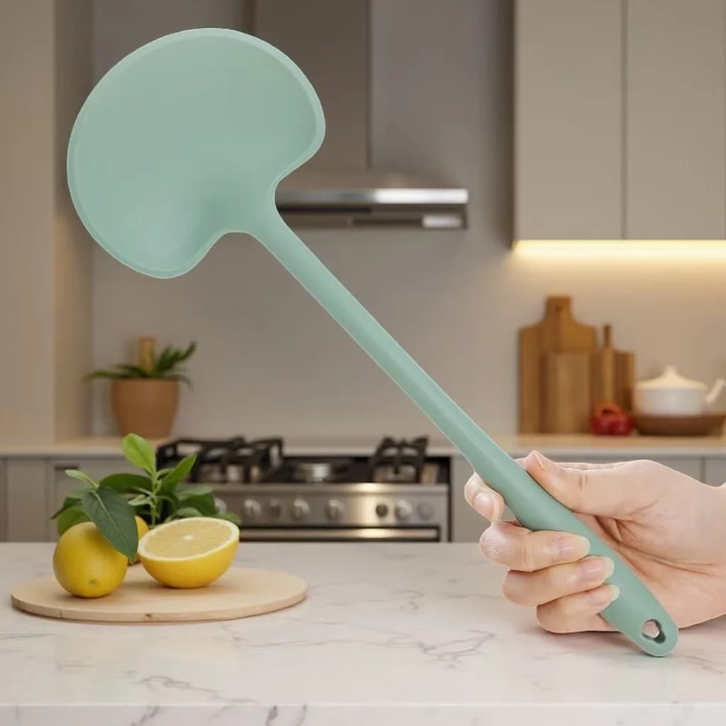 Heat-Resistant Silicone Spatula with Long Handle Non-Stick Stir Fry Turner