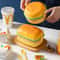 Double Tier Kids Bento Box Hamburger Lunch Container With Fork Microwave Safe Cute Food Box 0