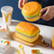 Double Tier Kids Bento Box Hamburger Lunch Container With Fork Microwave Safe Cute Food Box 0