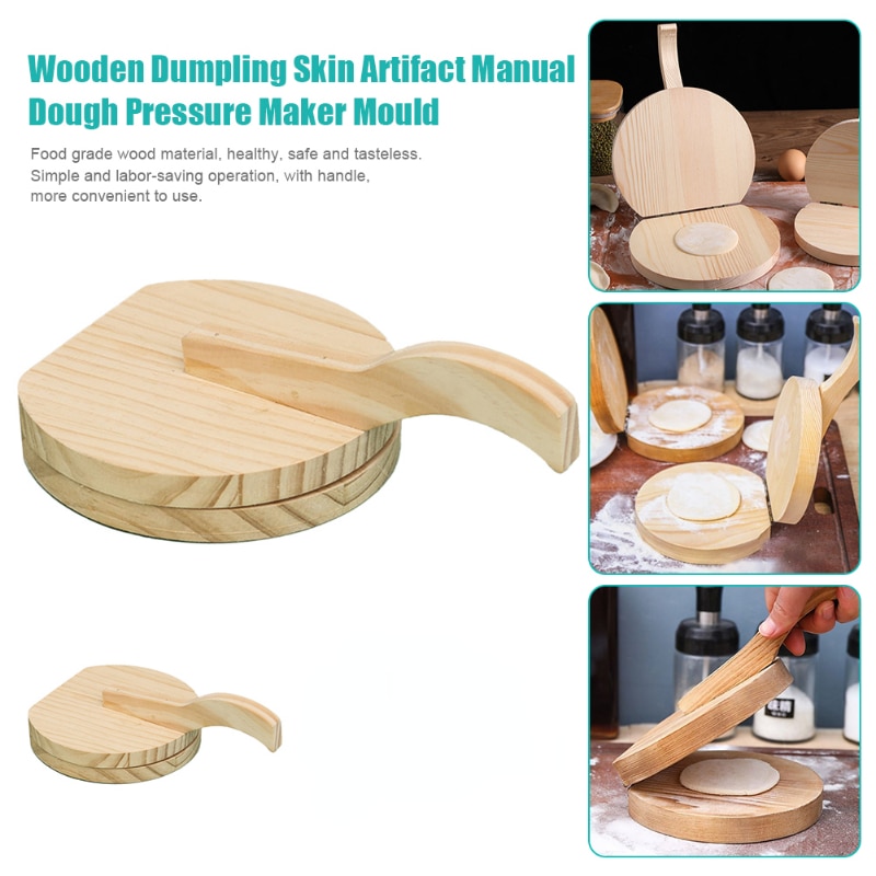 Heritage Wooden Dumpling Press Easy Dough Press Tool Dumpling Wrapper Mold for Perfect Homemade Wrappers