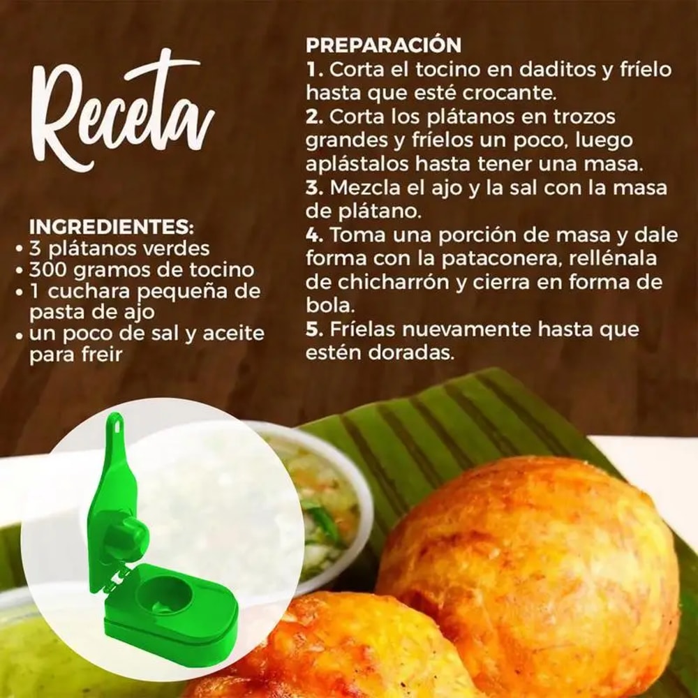 Tostonera Banana Plantain Press Potato, Meatball Bacon Mold
