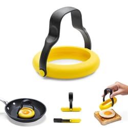 non-stick silicone egg ring with insulated handle for perfect breakfasts