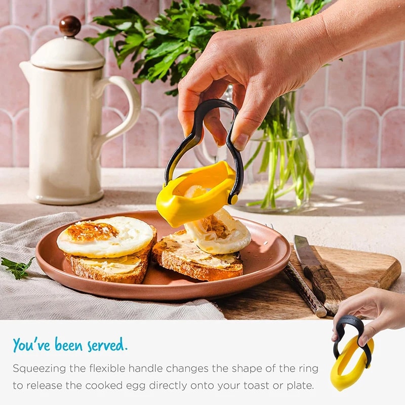 Non-Stick Silicone Egg Ring with Insulated Handle for Perfect Breakfasts