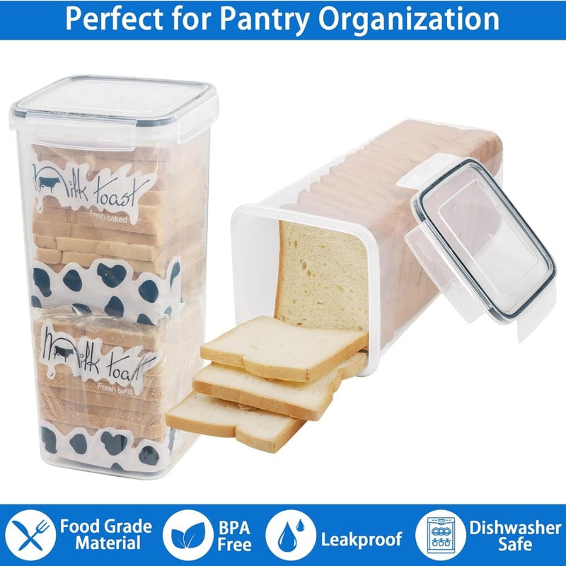 Premium Bread Storage Box with Airtight Sealing Lid Sandwich Loaf Keeper