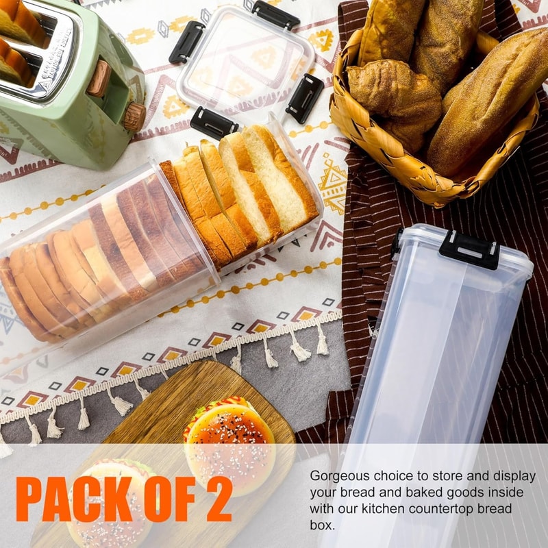 Premium Bread Storage Box with Airtight Sealing Lid Sandwich Loaf Keeper