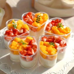 elegant heart shaped dessert cups with lids clear disposable mousse cups set for parties diy catering