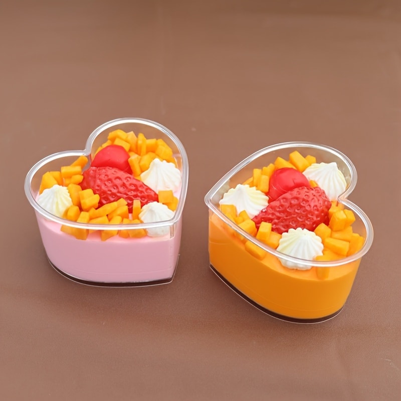 Elegant Heart Shaped Dessert Cups With Lids Clear Disposable Mousse Cups Set For Parties DIY Cateri 1