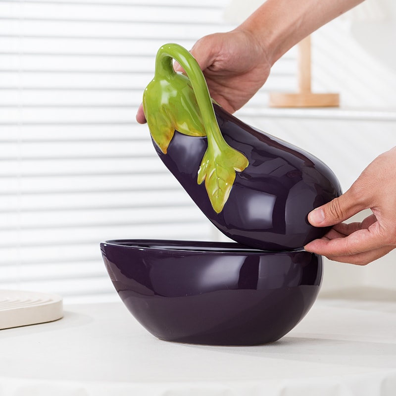 Premium Purple Ceramic Bowl with Lid Versatile Salad, Soup Noodle Serveware