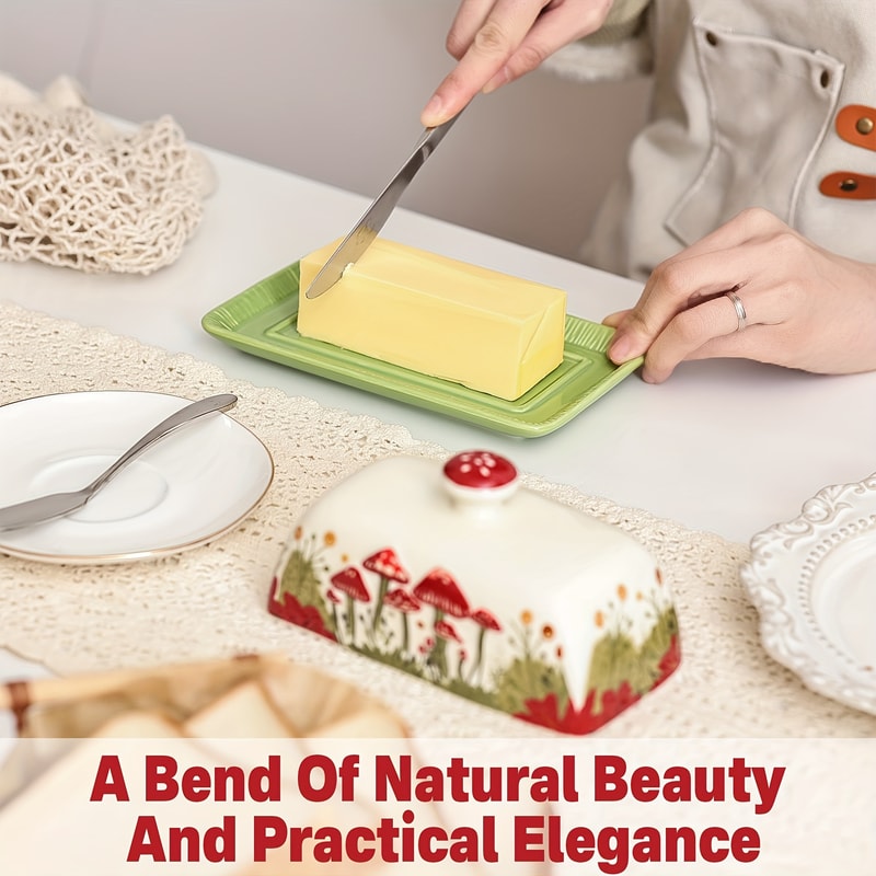 Premium Ceramic Butter Dish with Lid Dishwasher, Microwave, Oven Freezer Safe Butter Keeper