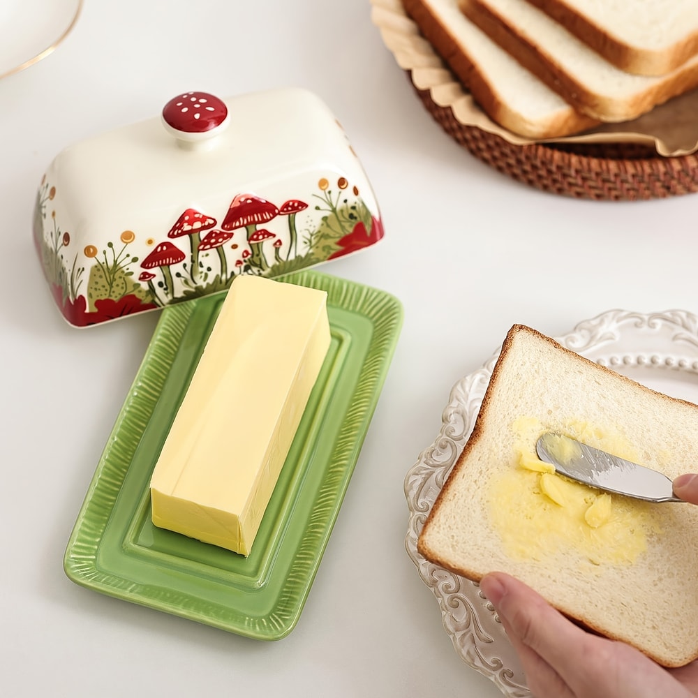 Premium Ceramic Butter Dish with Lid Dishwasher, Microwave, Oven Freezer Safe Butter Keeper