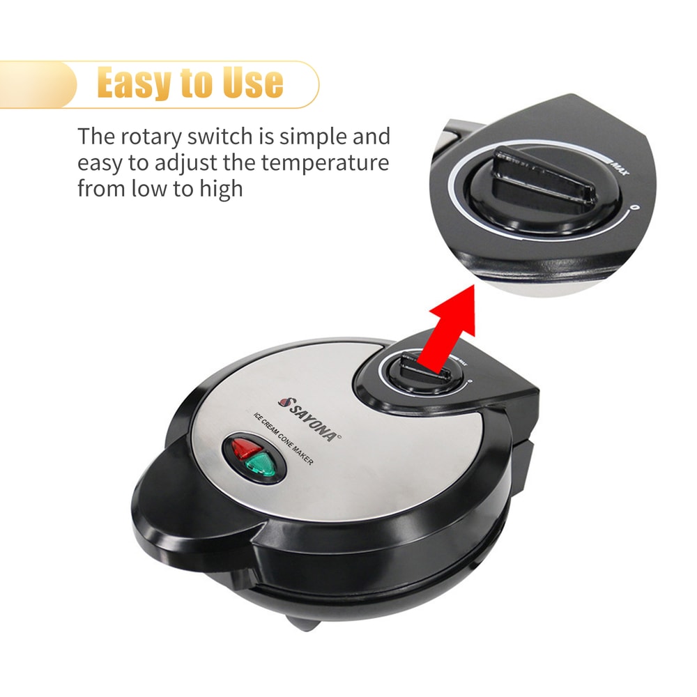 Premium Electric Ice Cream Cone Waffle Bowl Maker Nonstick Dessert Iron