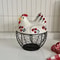 Rustic Hen-Shaped Ceramic Egg Holder with Lid Farmhouse Kitchen Organizer