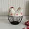Rustic Hen-Shaped Ceramic Egg Holder with Lid Farmhouse Kitchen Organizer