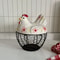 Rustic Hen-Shaped Ceramic Egg Holder with Lid Farmhouse Kitchen Organizer