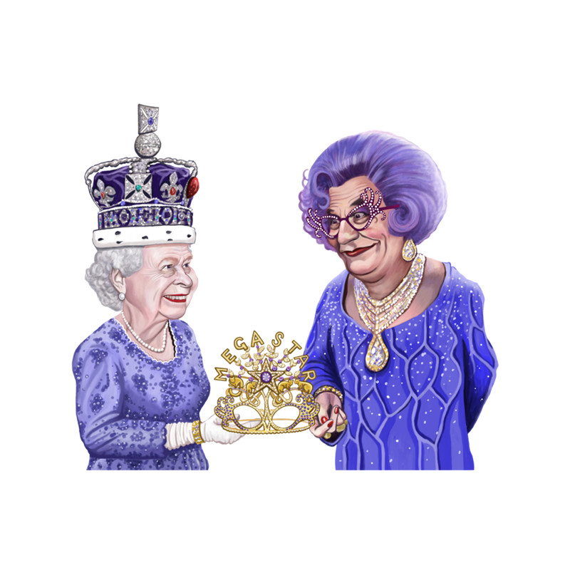 Dame Edna Everage and Queen Elizabeth II by James Brennan .png