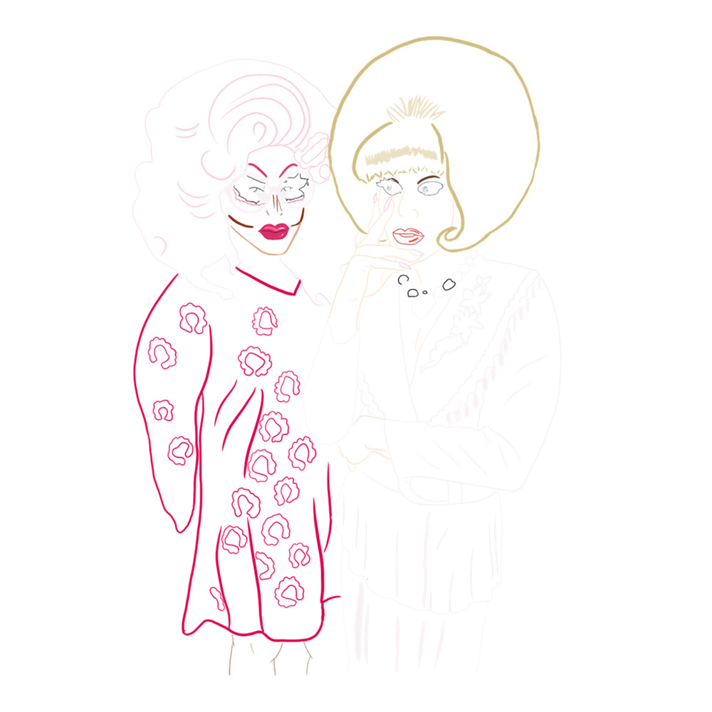 Katya Zamolodchikova and Trixie Mattel Line Art .png