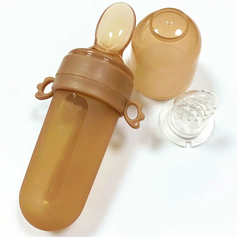 Newborn Baby Training Rice Squeezing Feeding Bottle Silicone Safe Useful Tableware Cereal Food Spoo 6