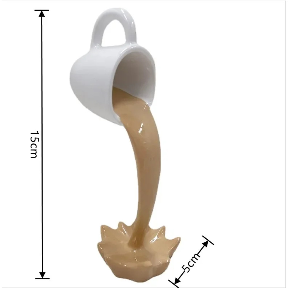 Spilling Magic Pouring Splash, Floating Spilling Coffee Cup, Kitchen Sculpture Decoration, Creative Desktop Home Decor