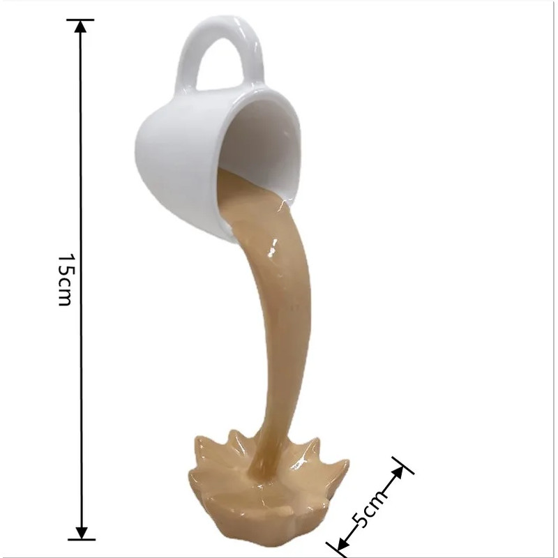 Spilling Magic Pouring Splash, Floating Spilling Coffee Cup, Kitchen Sculpture Decoration, Creative Desktop Home Decor