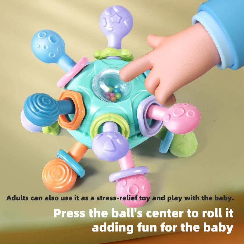3 In 1 Teether And Rattle Baby Manhattan Grasping Ball For Early Education Soft Rubber Grasping Toy 1