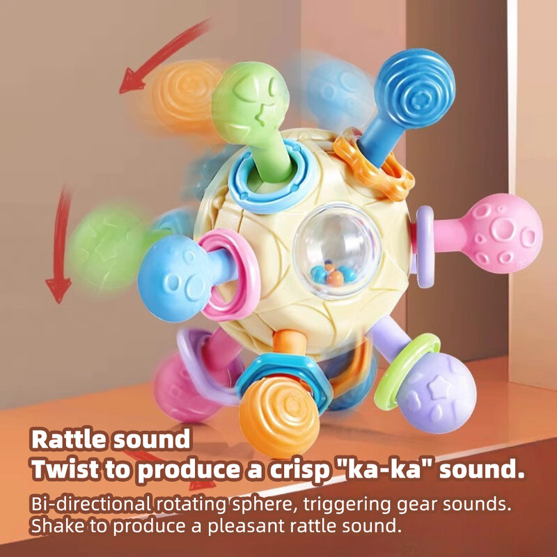 3 In 1 Teether And Rattle Baby Manhattan Grasping Ball For Early Education Soft Rubber Grasping Toy 2
