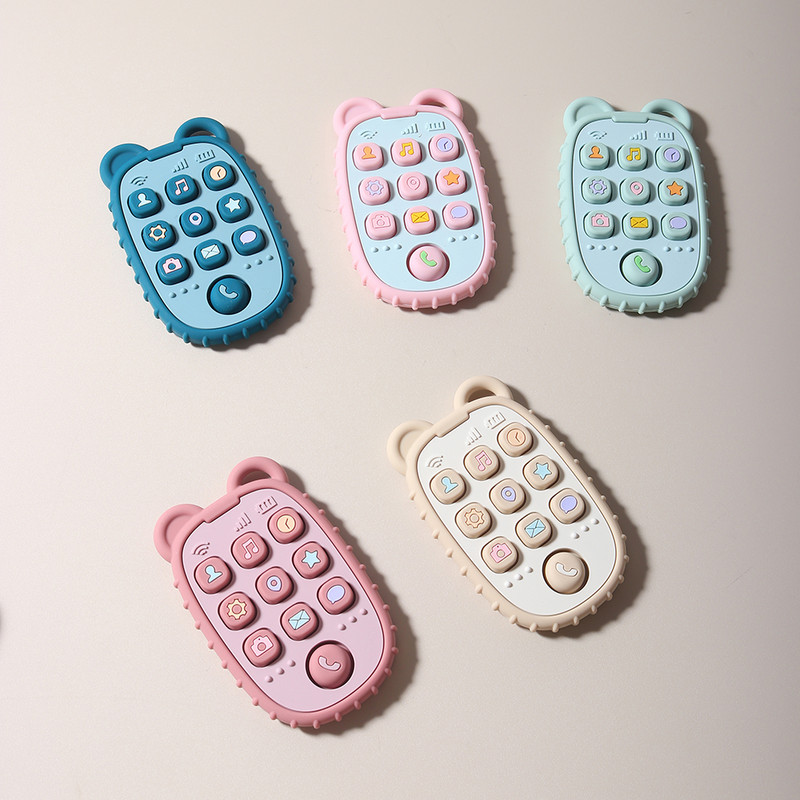 Shape Silicone Teether Teething Toy, New Baby Teether Mobile Phone, Baby Gift Set, Sensory Toy for Kids, Soft Chew