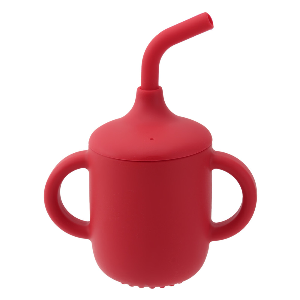 Infant Silicone Learning Cup Double Handle Baby Feeding Straw Color Kids BPA Free Training Drinking 6