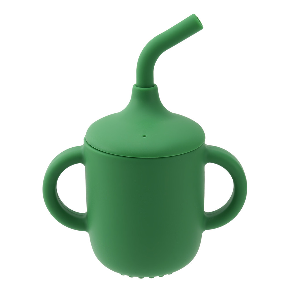 Infant Silicone Learning Cup Double Handle Baby Feeding Straw Color Kids BPA Free Training Drinking 7