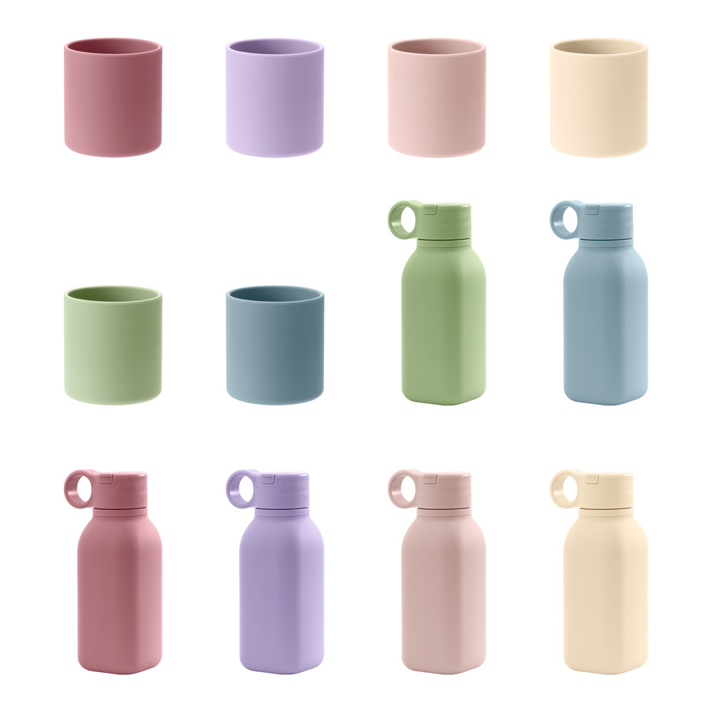 Portable Baby Tableware Silicone Sports Cup Leakproof Sippy Cups With Kids Flip Lid 3