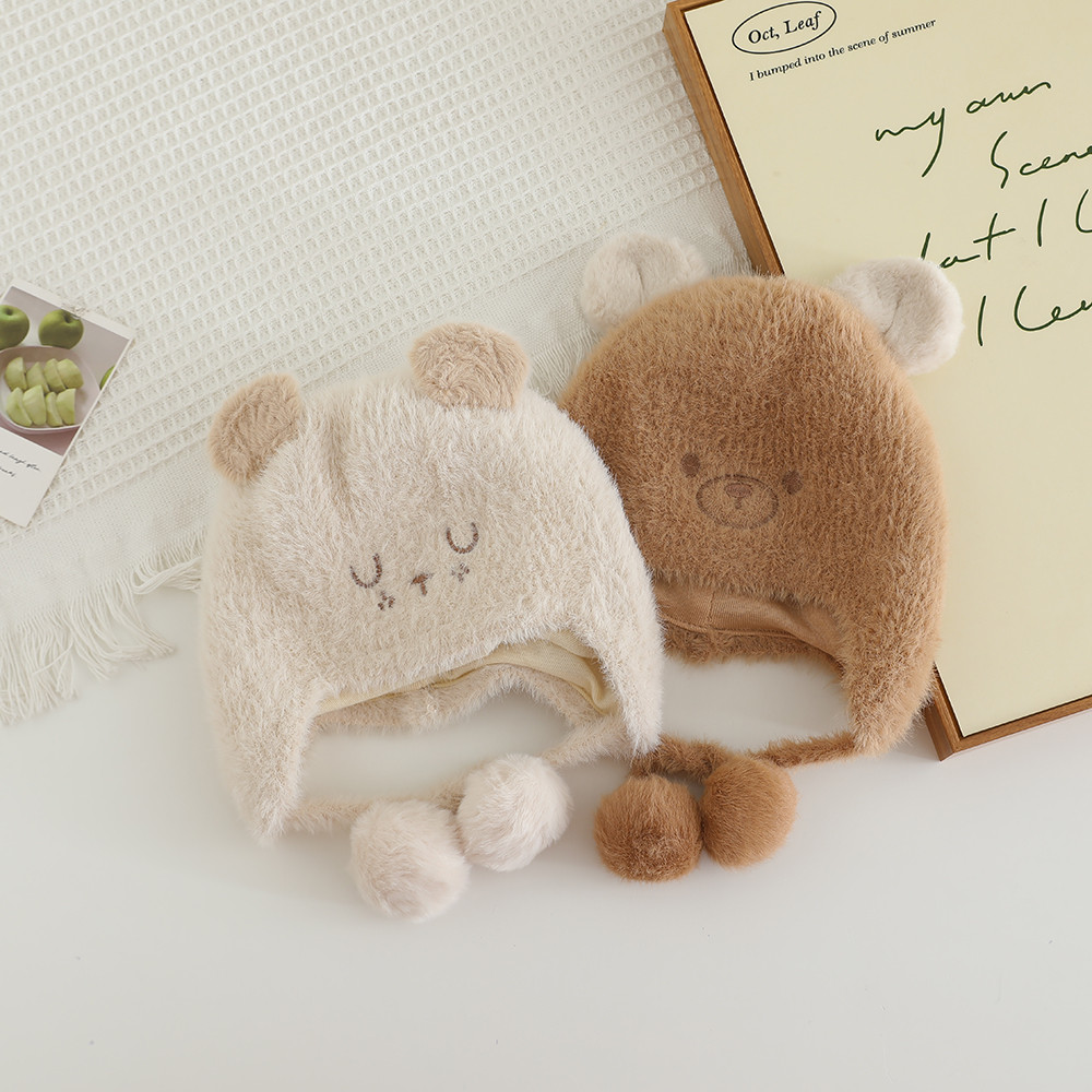 Winter Baby Beanies for Kids, Plush Warm Hat with Ear Protection for Boys & Girls